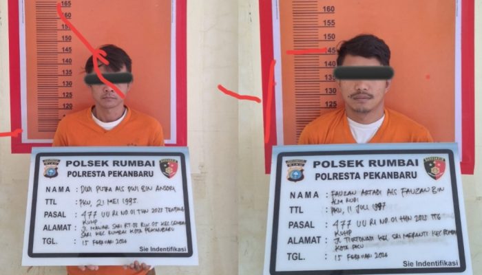 Kurang dari 24 Jam, Polsek Rumbai Pesisir Tangkap 2 Pelaku Curanmor, 3 Motor Diamankan