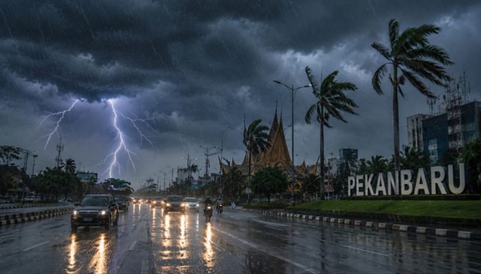 BMKG Peringatkan Potensi Hujan Lebat Disertai Petir di Enam Wilayah Riau Hari Ini