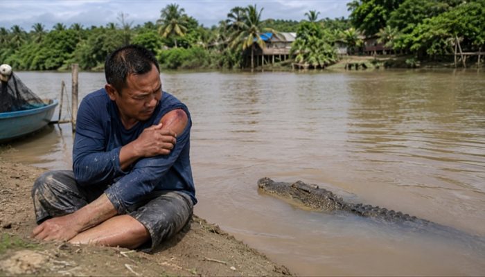 Nelayan di Rokan Hilir Selamat dari Terkaman Buaya Saat Pasang Pukat