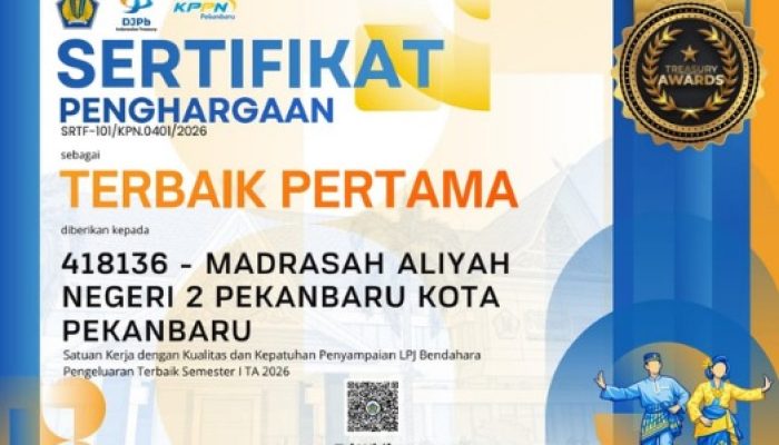 MAN 2 Pekanbaru Raih Terbaik Pertama Treasury Awards KPPN